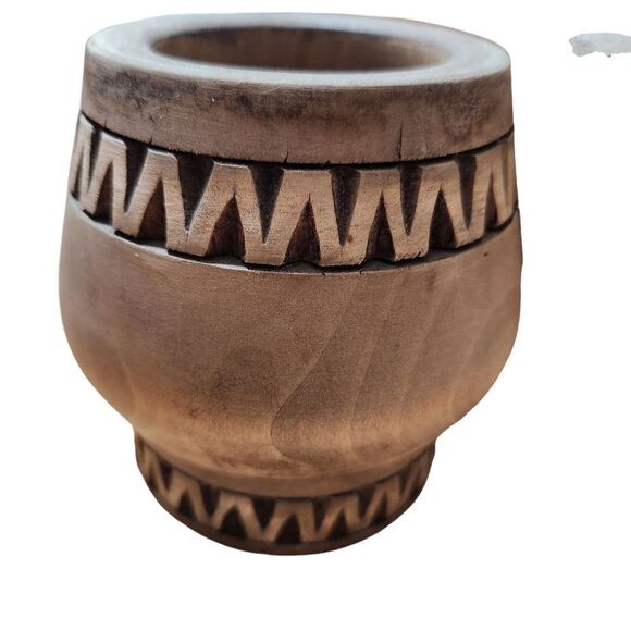 Vintage Wooden Mugs Set of 2 Arta Bucuresti 70s Large Handle Wood - Picture 9 of 10